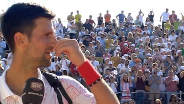 La emoción de Djokovic después de volver a jugar ante 4.000 fans