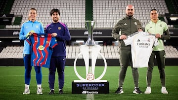 Alexia Putellas y Pere Romeu, del Barcelona; y Antonio Rodríguez y Misa Rodríguez, del Real Madrid.