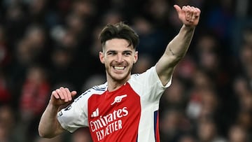 Declan Rice, jugador del Arsenal, durante un partido.