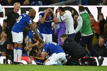 The Everton player severely fractured his ankle after a challenge with Tottenham’s Heung-Min Son, who was left devestated by the incident.