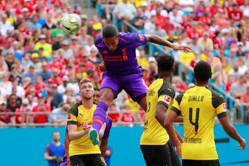 Soccer Football - International Champions Cup - Liverpool v Borussia Dortmund - Bank of America Stadium, Charlotte, USA - July 22, 2018 Liverpool's Virgil van Dijk scores a goal REUTERS/Chris Keane