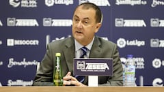 Jos&eacute; Mar&iacute;a Mu&ntilde;oz, administrador judicial del M&aacute;laga, en la sala de prensa de La Rosaleda.