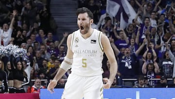 Rudy Fern&aacute;ndez celebra una canasta del Rea Madrid ante el Valencia.