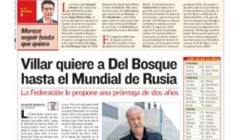 Villar decidió seguir con del Bosque en septiembre de 2015