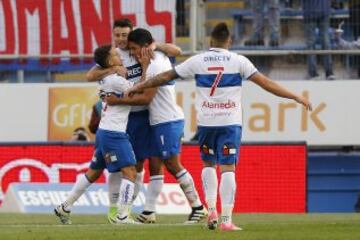 Así festejó Universidad Católica ante Iquique en San Carlos de Apoquindo. 