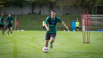 Brais Martínez durante un entrenamiento.