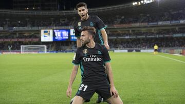 Mayoral y Asensio, durante el &uacute;ltimo partido del Real Madrid.
