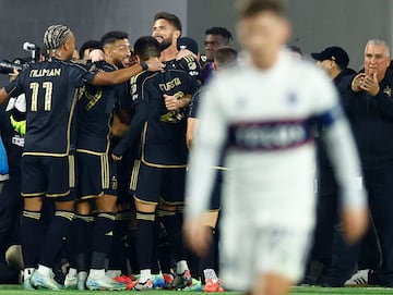 The Los Angeles FC celebrate a goal 