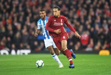 Virgil van Dijk in action against Huddersfield Town.