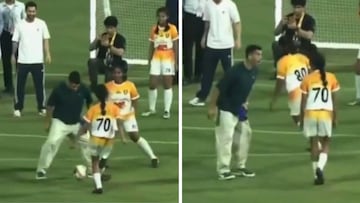 Una niña india le hace un caño brutal a Luis Suárez y su reacción se hace viral