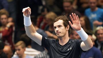 Andy Murray of Great Britain reacts after the final match against Jo-Wilfried Tsonga of France at the ATP Erste Bank Open Tennis tournament in Vienna, Austria, on October 30, 2016.  / AFP PHOTO / APA / HANS PUNZ / Austria OUT