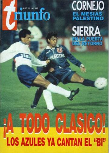 Esteban Valencia y N&eacute;stor Gorosito en un clasico de 1995.