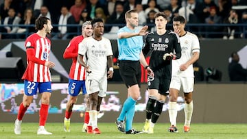 10/01/24 PARTIDO SEMIFINAL SUPERCOPA DE ESPAÑA 2024
REAL MADRID - ATLETICO DE MADRID
GOL 2-3 ANTONIO RUDIGER PROPIA PUERTA
POLEMICA ALVARO MORATA
TRISTEZA PROTESTA KEPA ARRIZABALAGA
ALBEROLA ROJAS ARBITRO