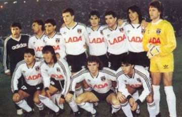 Colo Colo campeón de Copa Libertadores 1991. Arriba de izquierda a derecha: Jaime Pizarro, Rubén Espinoza, Javier Margas, Miguel Ramírez, Eduardo Vilches, Lizardo Garrido y Daniel Morón. Abajo: Patricio Yáñez, Gabriel Mendoza, Marcelo Barticciotto y Rubén Martínez.