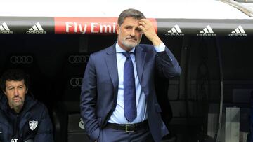 Míchel, entrenador del Málaga, durante un partido de su equipo.