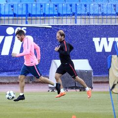 Así fue el entrenamiento del Atlético en su vuelta al Calderón