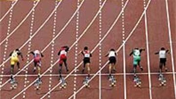 <b>EN ACCIÓN.</B> Una de las salidas de los 100 metros durante los recientes Campeonatos Mundiales de París.