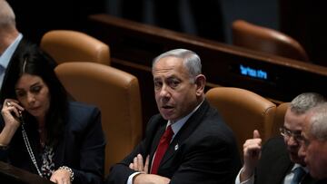 Israel's Prime Minister Benjamin Netanyahu, looks on as lawmakers convene in Israel's parliament, the Knesset, for a vote on a contentious plan to overhaul the country's legal system, in Jerusalem, February 20, 2023.  Maya Alleruzzo/Pool via REUTERS