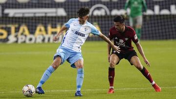 Jozabed, en un lance del Málaga - Mirandés.