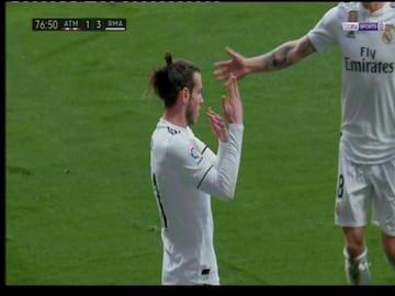 El jugador galés celebró el 1-3 del Real Madrid al Atlético de Madrid con lo que parece un feo gesto tras marcar a Oblak en el minuto 73.