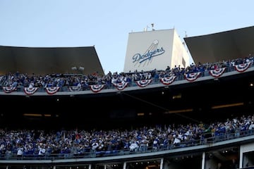 LOS ANGELES, CALIFORNIA - OCTOBER 12: A general view during game 4 of the National League Division Series between the Los Angeles Dodgers and the San Francisco Giants at Dodger Stadium on October 12, 2021 in Los Angeles, California.