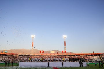 Futbol, Colo Colo vs Alianza de Lima.
Noche alba, partido amistoso.
Presentacin de jugadores de Colo Colo antes del partido contra Alianza de Lima durante la Noche Alba en el estadio Monumental de Santiago, Chile.
14/02/2018
Felipe Zanca/Photosport

Football, Colo Colo vs Alianza de Lima.
Night withe, friendly match.
Presentation of Colo Colo's players before the game against Alianza de Lima at Monumental stadium in Santiago, Chile.
14/02/2018
Felipe Zanca/Photosport