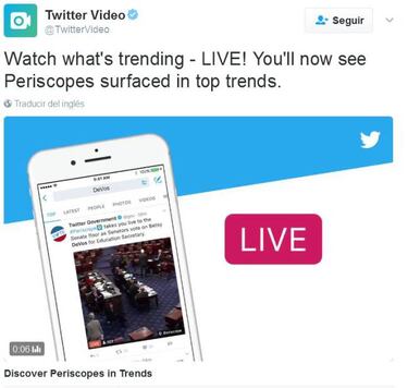 Los Periscopes de Piqué y otros aparecerán con los temás más destacados de Twitter
