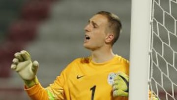 Oblak con la selección eslovena.