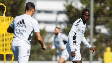 Mendy, en una imagen en un entrenamiento en Valdebebas.