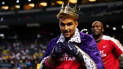 PHOENIX, AZ - MARCH 13:  Harry Ford #1 of Team Great Britain is is given a crown and robe after hitting a solo home run in the sixth inning during Game 5 of Pool C between Team Colombia and Team Great Britain at Chase Field on Monday, March 13, 2023 in Phoenix, Arizona. (Photo by Daniel Shirey/WBCI/MLB Photos via Getty Images)