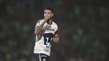 Nathanael Ananias of Pumas during the Play-In round match between FC Juarez and Pumas UNAM as part of the Liga BBVA MX, Torneo Clausura 2025 at Olimpico Benito Juarez Stadium on April 27, 2025 in Ciudad Juarez, Chihuahua, Mexico.