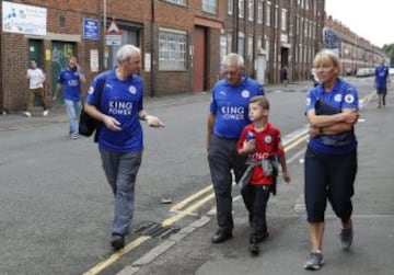 Football Soccer Britain - Leicester City v Swansea City - Premier League - King Power Stadium - 27/8/16 Leicester City fans outside the stadium before the match