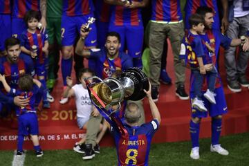 Celebración de los jugadores del Barcelona.