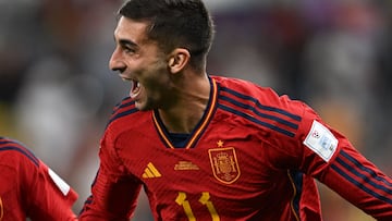 Ferrán Torres, tras uno de sus goles a Costa Rica.