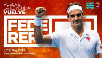 Federer estará en el Madrid Open tras dos años de ausencia