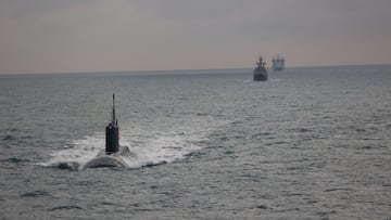 A RFA vessel shadows a Russian submarine through the English Channel, in this handout image released on December 11, 2025. Royal Navy/Handout via REUTERS THIS IMAGE HAS BEEN SUPPLIED BY A THIRD PARTY. NO RESALES. NO ARCHIVES