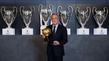 Florentino Pérez, with the Trophy for Best President of All Time.