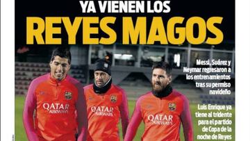 Portada del Diario Sport del día 3 de enero de 2017.