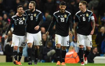 Los jugadores de Argentina contra Inglaterra.