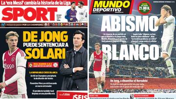 Portadas de 'Sport' y 'Mundo Deportivo' del martes, 5 de marzo de 2019.