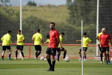 Rubén Albés, en un entrenamiento en Mareo.