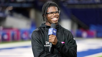 INDIANAPOLIS, INDIANA - FEBRUARY 28: Maxwell Hairston #DB15 of Kentucky looks on during the NFL Scouting Combine at Lucas Oil Stadium on February 28, 2025 in Indianapolis, Indiana. Stacy Revere/Getty Images/AFP (Photo by Stacy Revere / GETTY IMAGES NORTH AMERICA / Getty Images via AFP)