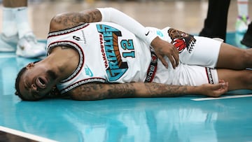 Los gestos de dolor de Ja Morant tras su lesión contra los Thunder.