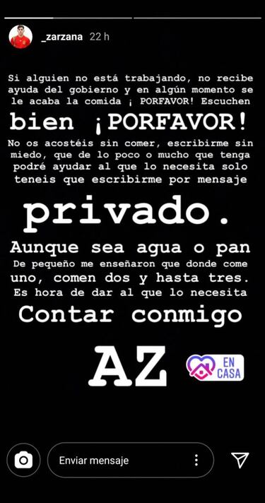 Zarzana: "No os acostéis sin comer; escribidme sin miedo"