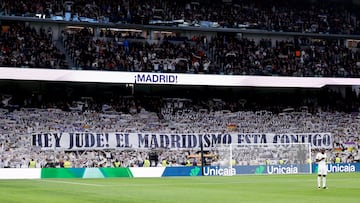 10/03/24 PARTIDO PRIMERA DIVISION 
REAL MADRID - CELTA DE VIGO 
PANCARTA SEGUIDORES JUDE BELLINGHAM 