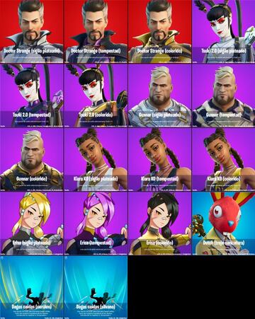 Todas las variantes de cosm&eacute;ticos nuevas del parche 20.10 de Fortnite