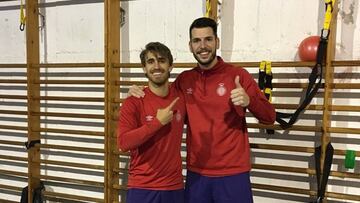 Muniesa y Alcal&aacute;, entrenando en el gimnasio. 