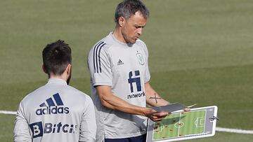 Luis Enrique, en el entrenamiento de este martes.