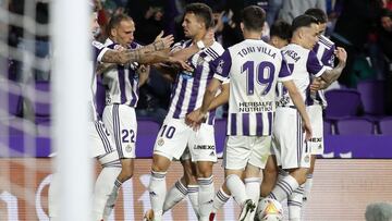 VALLADOLID, 08/10/21. PHOTOGENIC. PARTIDO DE LA LIGA SMARTBANK ENTRE EL REAL VALLADOLID Y EL MALAGA CF. GOL DE PLANO