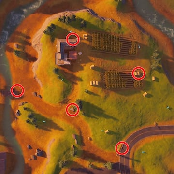 Ubicaciones en la Granja de Acero en las que colocar suministros de preparacionistas